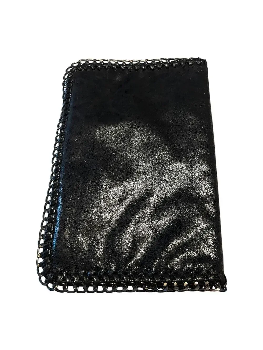 Vegan Leather Chain Trim Foldover Tote Bag Indie Sleaze Whimsigoth Crossbody Blk